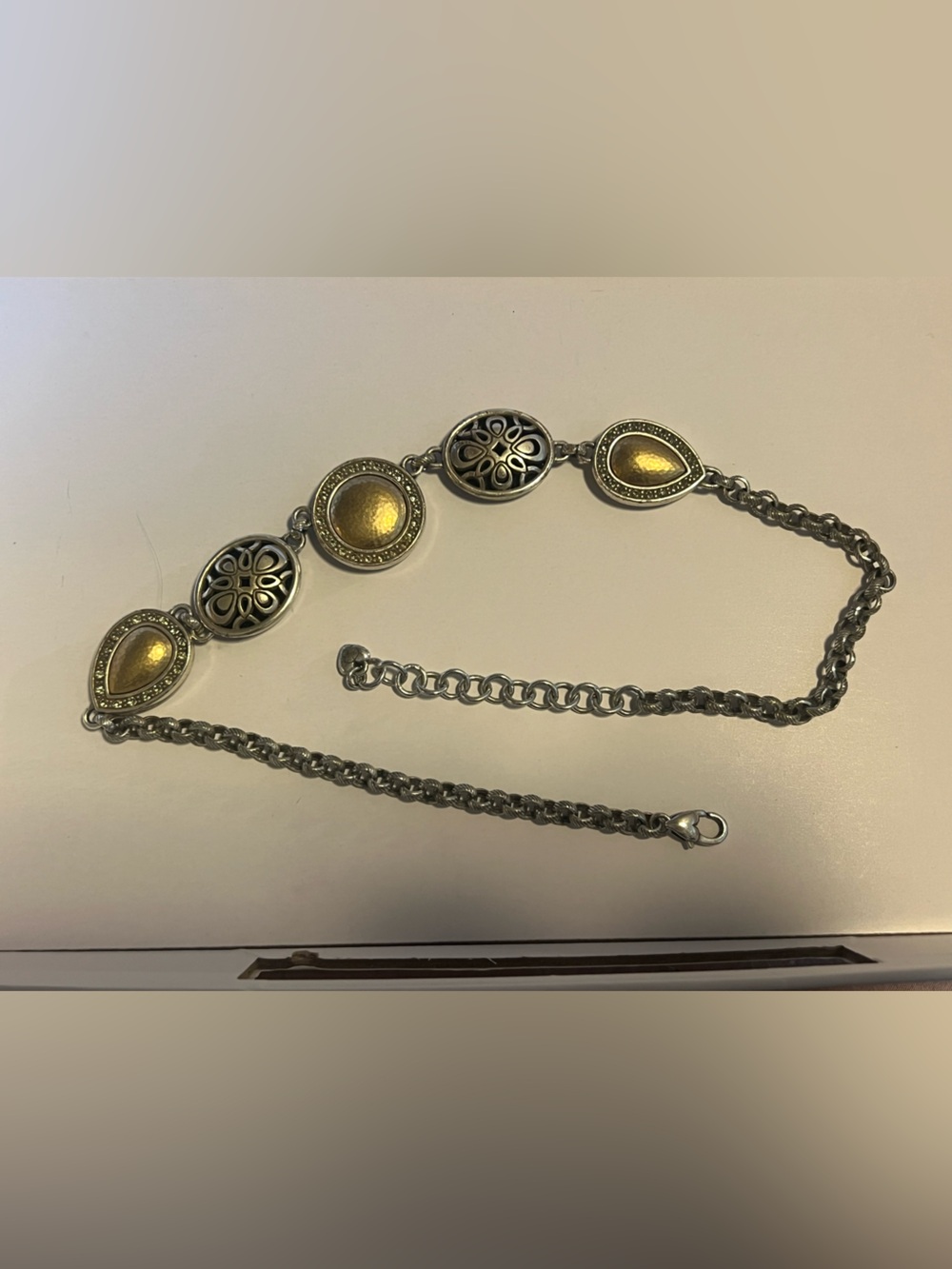 Brighton Silver-Tone Necklace with Gold Accents